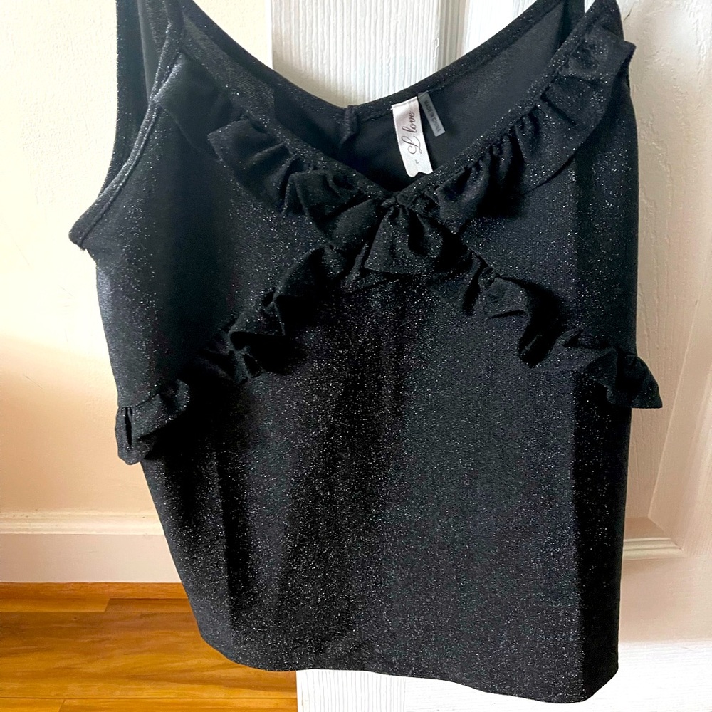 Black shimmer tank top